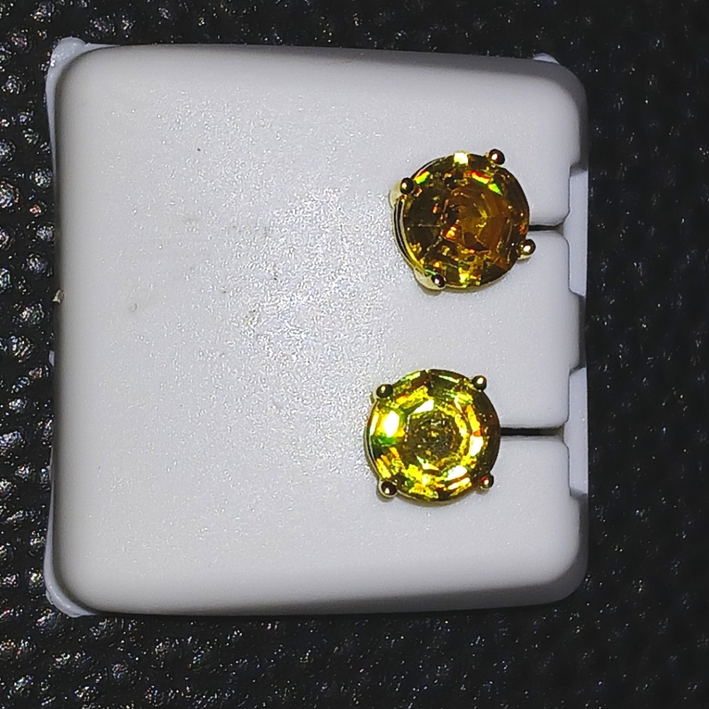 NIB 14kt Gold Over 925 Sterling Silver Stud CZ stone Earrings - Picture 10 of 12